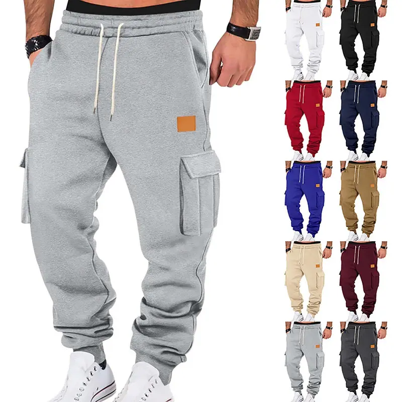 Men's Slim Fit Comfortable Cargo Joggers - S-3XL Sizes, 10 Colors (S, Burgundy, Dark Gray, Deep Khaki), Multiple Pockets, Elastic Waist Drawstring, Polyester Mix, All Seasons, Outdoor Sport Ready, Gym/Daily Wear, Machine Washable Cargo Pants