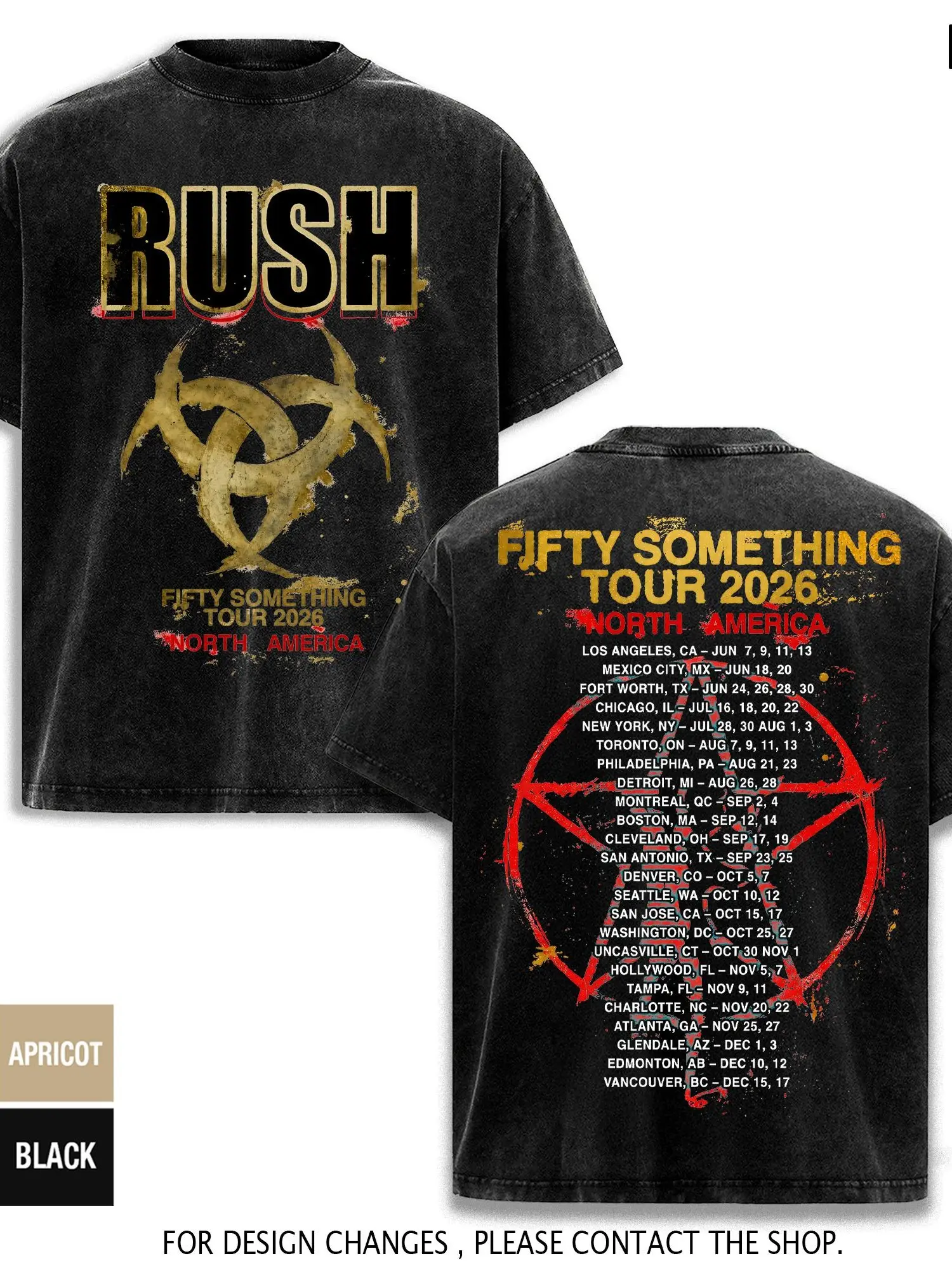 Rush 50 North America 2026 Tour Classic Print Round Neck Seamless Short-Sleeve T-Shirt - Men's Big-Tall Oversized Cut Layers With Ease, S-5XL Sizing Covers More Body Types, 4XL, 5XL, Soft Relaxed Casual Apparel, 3Xl