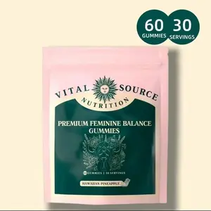 Vital Source Nutrition - Premium Feminine Balance Gummies - for Women’s Health & Wellness - Immune Support - Vegan, Gluten-Free - Hawaiian Pineapple - 60 Gummies - 30 Servings