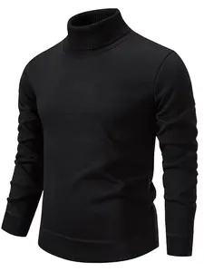 High Neck Fleece Sweater, Fall Winter Warmth Essential, Soft Knit Fabric, Slim Fit, Long Sleeve, Casual Style, Solid Color, Versatile Wear