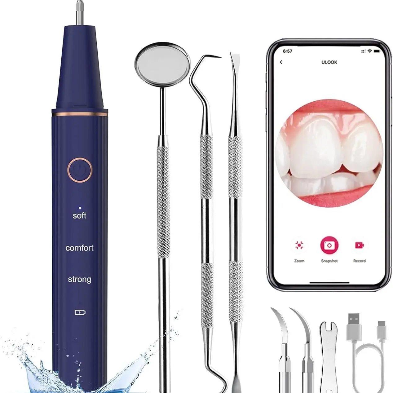 Stop struggling with food stuck in teeth! This sonic cleaner removes plaque in 30 seconds! From yellow stains to sparkling white!