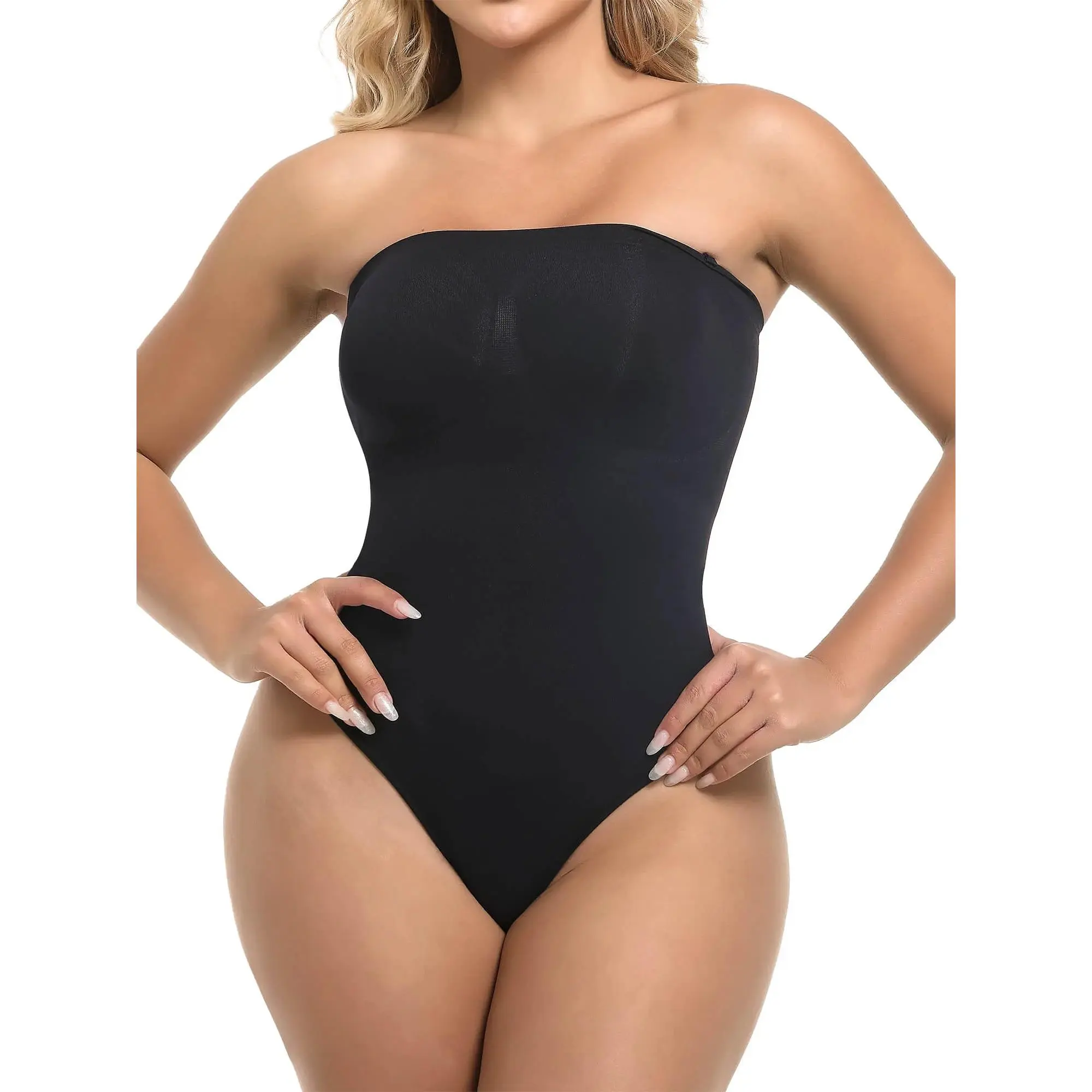 2-Pack Strapless Shapewear for Women – Tummy Control Bodysuit & Thong
