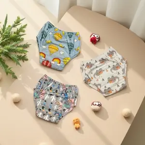 3pcs Baby Training Pants, Washable Cloth Diapers, Breathable Printed Pattern, Reusable and Comfortable, Newborn Size Up to 5kg