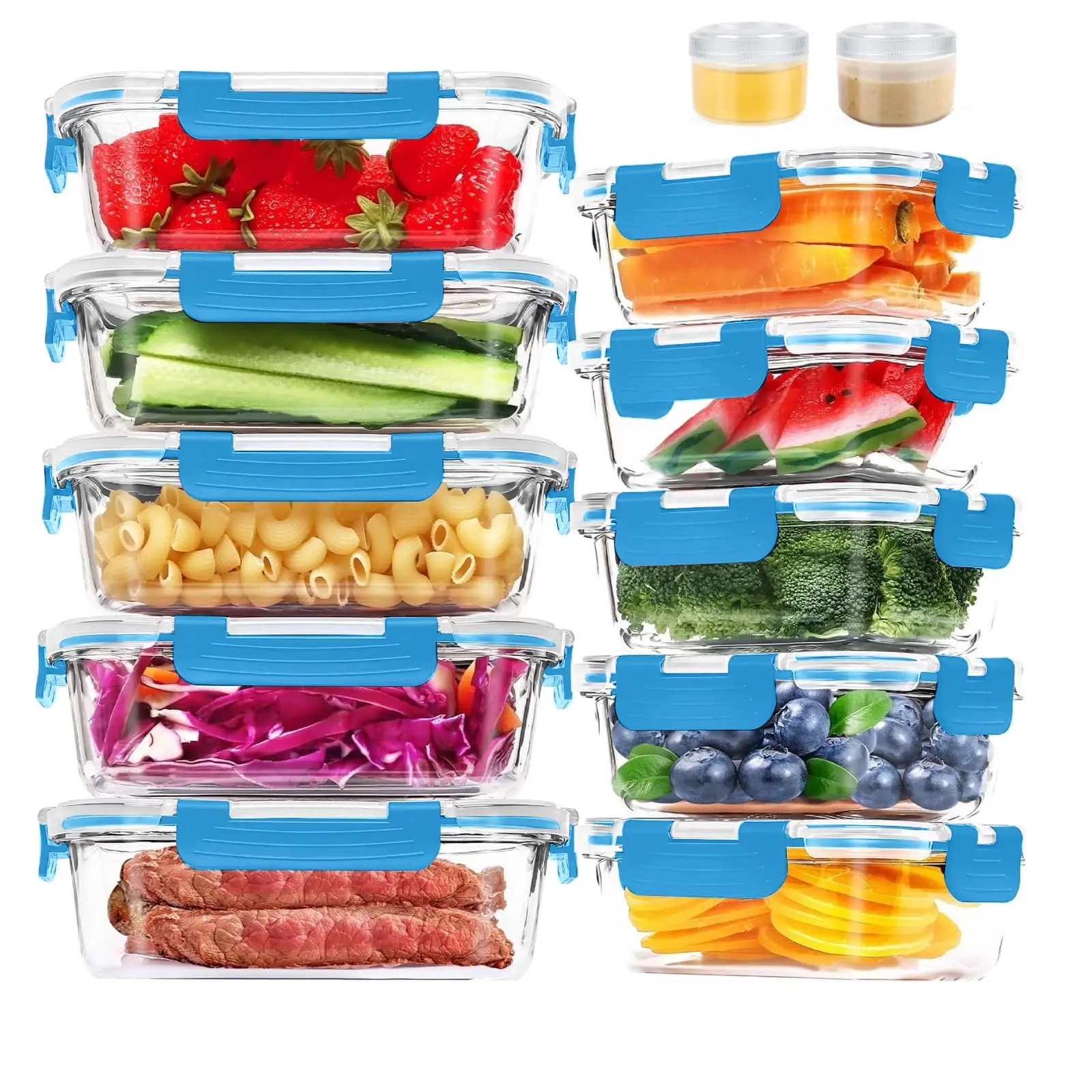 30 Pcs Glass Food Storage Containers with Lids, Glass Airtight Meal Prep Container Set for Lunch, Kitchen Pantry Organizers and Storage, Leak Proof