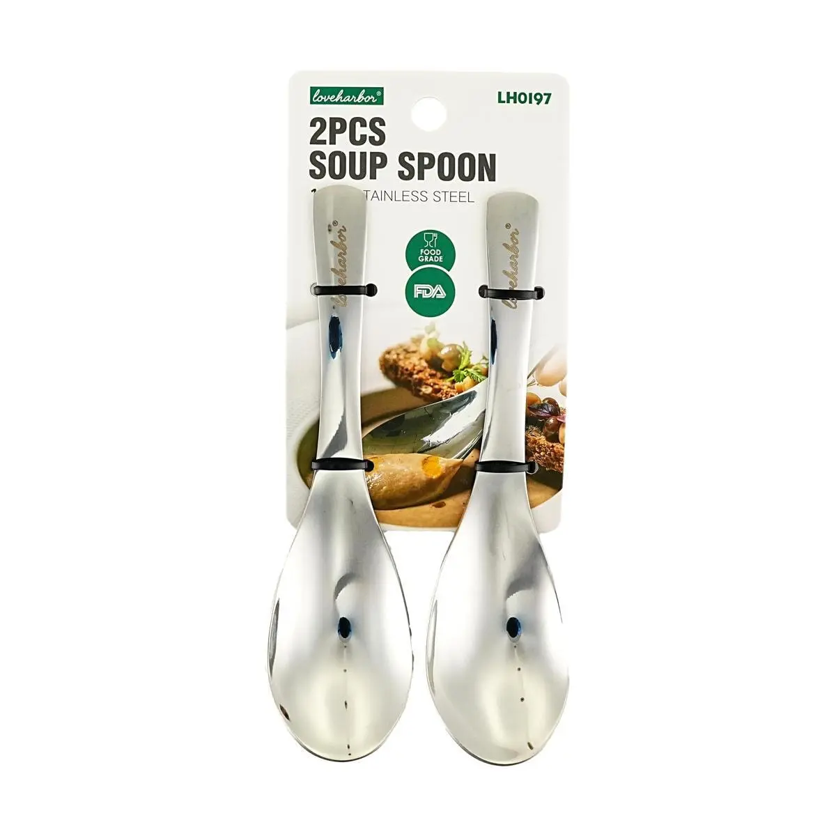 Love Harbor 2-Piece Thick Stainless Steel Ladle & Soup Spoon Set, Long Handle Rust-Proof Durable Scoop, Kitchen Tools and Gadgets, Cooking Accessories for Home Kitchen Use, Serving Soup Porridge, Food Prep Utensil
