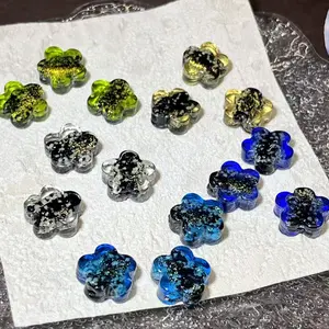 12 mm Luli beads, 5 glow options available; foil Luli sunflowers, handmade Luli pieces sealed with black base gold sand; loose beads for DIY bracelet jewelry accessories