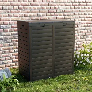 With Lid Outdoor Trash Bin, Outdoor Trash Bin and Pull-out Liquid Drawer, Double Lid Closed Design, Waterproof Resin Trash Can, Suitable for Yard, Backyard (62 Gallon) Kitchen Trash Can