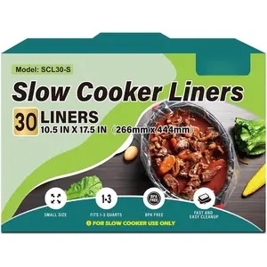 Slow Cooker Liners, 30 Count Cooking Bags Small Size Disposable Pot Liners Plastic Bags, Fit 1QT to 3QT for Slow Cooker Cooking Trays, 10.5"x 17.5", 30 Liners