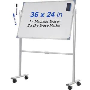 VEVOR Rolling Whiteboard, 48x32 inch Double-Sided Magnetic Mobile Whiteboard, 360 Reversible Adjustable Height Dry Erase Board with Wheels Movable Tray for Office SchoolVEVOR Super Brand Day
