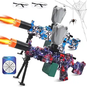 2 Pack Light Up Gel Ball Blasters Full Auto Electric Splatter Ball Toy 10 Rounds Per Second 50000+ 700 Hopper Automatic Outdoor Team Game Toys for Age 12+ Up