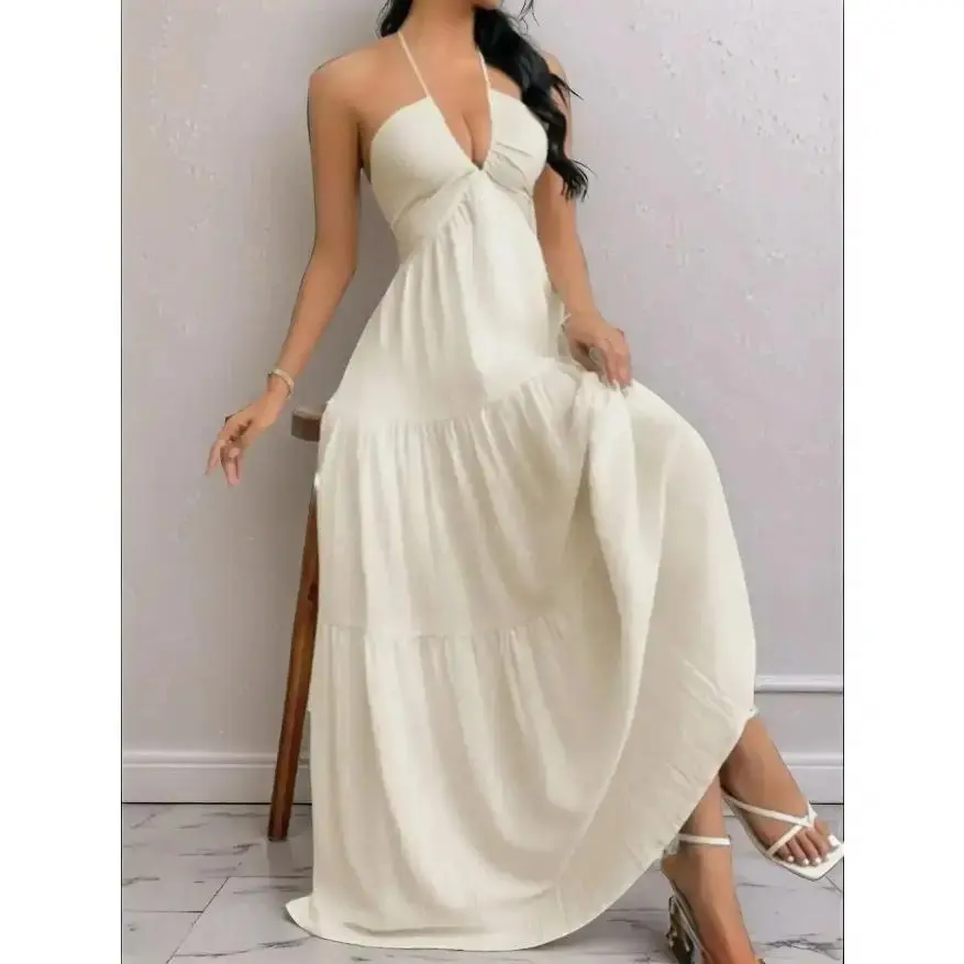 Women's Plain Dress, Summer Clothes Women, Casual Basic Loose Fit Sleeveless Dress for Beach Holiday Vacation, Ladies Summer Clothes, Women's Clothing, Womenswear, Dresses for Party, Minimalist A Line Dress Formal Gamis Casual Wear