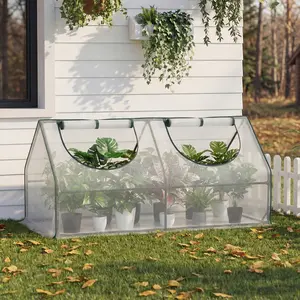 Bamworld 71“Lx36 Wx34 H Mini Greenhouses Outdoors with Zippered Doors & Roll-up Windows Portable Quick-Setup Small Green House Waterproof UV Protected PE Cover Shelter for Garden Plants