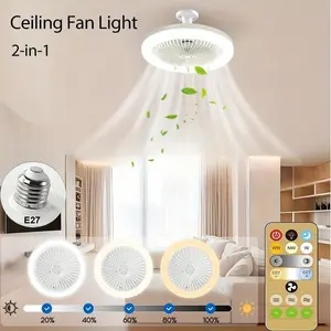 E27 Ceiling Fan Light, Remote Control LED Ceiling Fan Light, Dimmable Ceiling Fan Light for Bedroom, Kitchen and Living Room