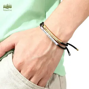 PolarEve Inspire Bracelet Remember who the F you are/DONT LET THE HARD DAYS WIN - Elegant Design with Unique Patterns and Tone - Stainless Steel & 18k Gold Plated Braided Design with Engraved Message - Adjustable Up to 10"