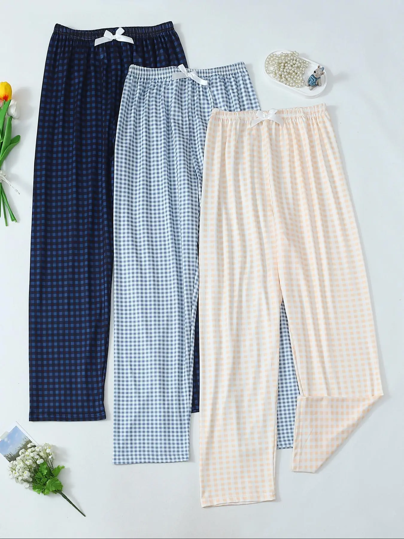 Women's Plaid Print Pajama Pants, Pajama Pattern, Cozy Loungewear, Comfy Trousers for Daily Wear, Women's Sleepwear & Loungewear for All Seasons, Pajamas Sleepwear, Plaid Lounge Bottoms, Pjs, Casual Home Wear