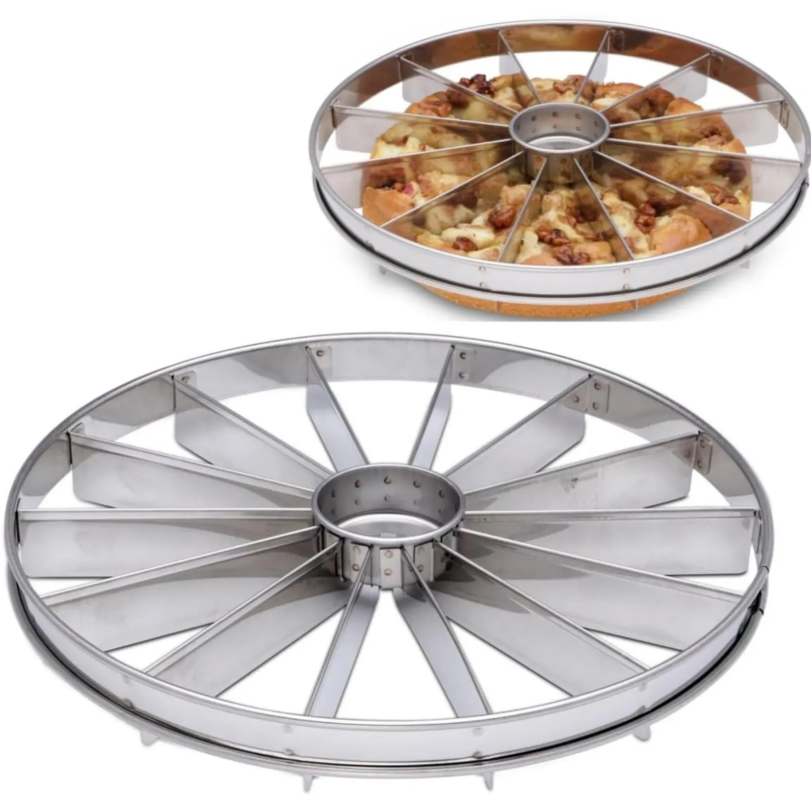 Stainless Steel Professional Pie Slicer-Cake Divider, 14-Portion Even Cutter Press, Reusable Kitchen Household Product, Baking Utensil for Large Gatherings, Pasta & Pizza Utensil, Baking Utensils, Kitchen Household Products