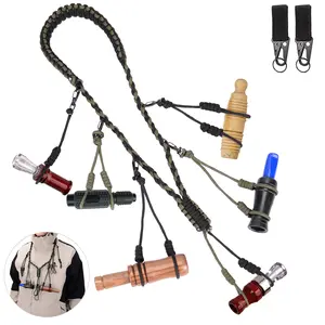 Duck Call Lanyard, Duck Hunting Accessories with 11 Adjustable Loops, Holds 11 Duck Calls,Comfort Neck Call Lanyard for Hunting Predator Ducks-with 2 Keychains Camo Duck Call Lanyard with Paracord Survival Whistle