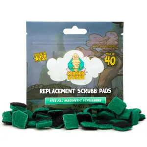 Chubbs Replacement Scrubber Pads (Pack of 40) - Compatible With All Magnetic Cleaner Cleaning Tool Sponges