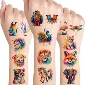 Animals Watercolor Temporary Tattoo for Kids - 60 Styles Temporary for Birthday Party Decorations Decor Favors Supplies Gifts Boys Girls Cute Fake Tattoo School Reward Themed