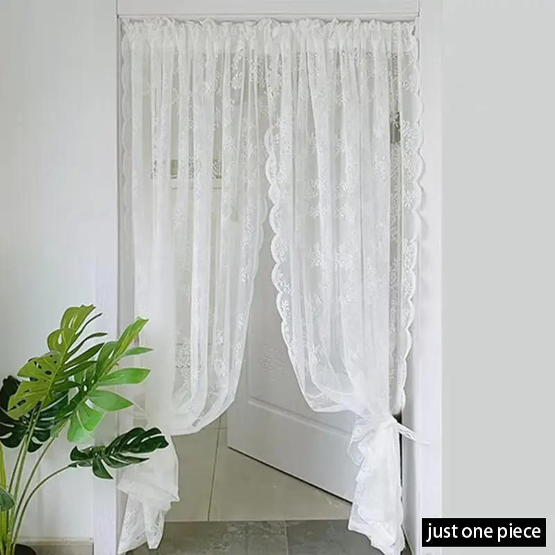 Solid Color Lace Door Curtain, 1 Count Modern Simple Soft Comfortable Lace Door Curtain, Door Decorative Curtain, Home Decoration Supplies