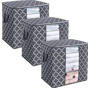 Large Storage Bag Organizer for Blankets & Clothing — Storage Container for Duvets and Bedding Features Reinforced Handles Foldable Design Transparent Window and Sturdy Zippers outdoorfun