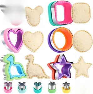 12 Pcs Sandwich Cutter and Sealer Set in Food-Grade Stainless Steel & PP Plastic for Kids - Ideal for School Lunch Boxes & Bento Boxes - Portable, Easy to Clean, Dishwasher Safe