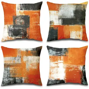 Decorative Throw Pillow Covers Burnt Orange Cushion Cover Taupe Abstract Art Painting 4 count Pillowcase 18x18 Inch for Sofa Couch Bedroom Living Room Outdoor  Decor
