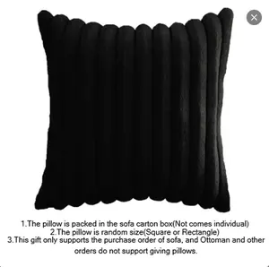 Faux Fur Plush Throw Pillow, Luxury Soft Fluffy Striped Decorative Spring Pillow for Couch, Sofa, Living Room,Black
