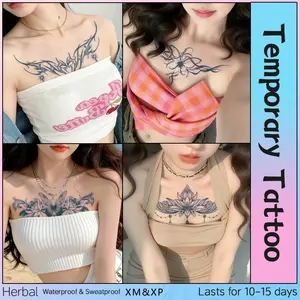 Butterfly Heart Thorn Chest Temporary Tattoo Patch, Waterproof Long-Lasting 7-15 Days, Semi-Permanent Herbal Tattoo, Unisex Fake Tattoo, Tattoo Stickers