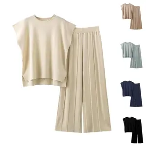 Tanming Women's 2 Piece Outfits Sweater Set Knit Pullover Tops High Waisted Pants Sweatsuits Lounge Set FallFreshness