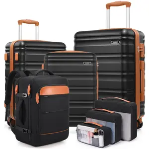 Miusse 7-Piece Hardside Luggage Set 20/24/28 Inch Spinner Suitcases with TSA Lock Carry-On Travel Backpack & 3 Packing Cubes Expandable Design