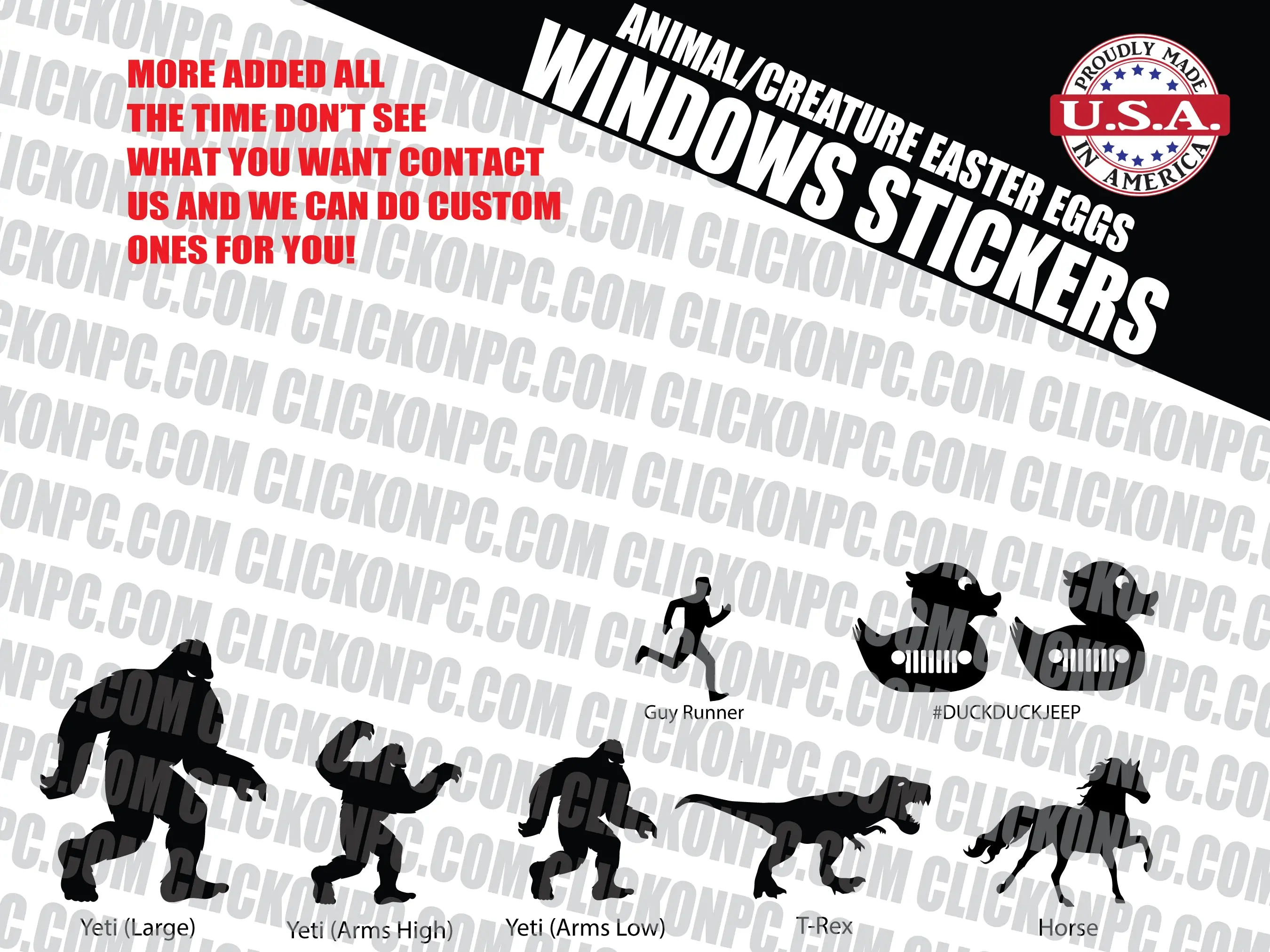 Jeep Wrangler Character Stickers - Easter Eggs