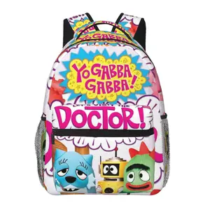 Yo Gabba Gabba all-over print large-capacity backpack for daily commuting, outdoor hiking, and business; cartoon casual merch laptop daypack school bag; gift for women and men