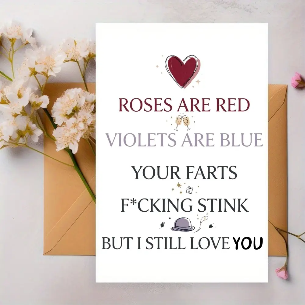1pc The Ultimate "I Love You" Test 💩 Hilarious Sarcastic Anniversary's Day Greeting Card - Thickened 300gsm Paper - Minimalist Illustration Design - Perfect for Couple Pranks