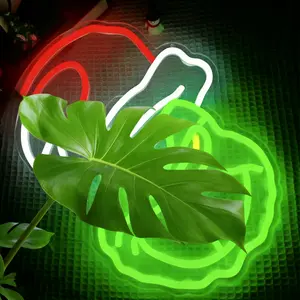 Green Christmas Cartoon Neon Sign, USB-Powered Dimmable LED Multicolor Light, Home Party Wall Decor, Xmas Festive Gift