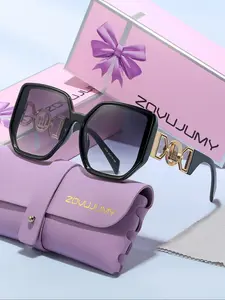 Women's Square Frame Glasses with Decorative Temples, Trendy Summer Accessory for Parties & Gifts, Stylish Design, Trendy Shades