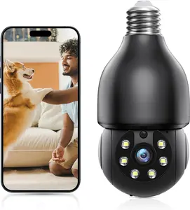 Light Bulb Camera，WIFI camera 2MP Dual-band WiFi PTZ Pan Tilt Control Human Detection Alarm Automatic Lens window camera cameras for home Safety Card