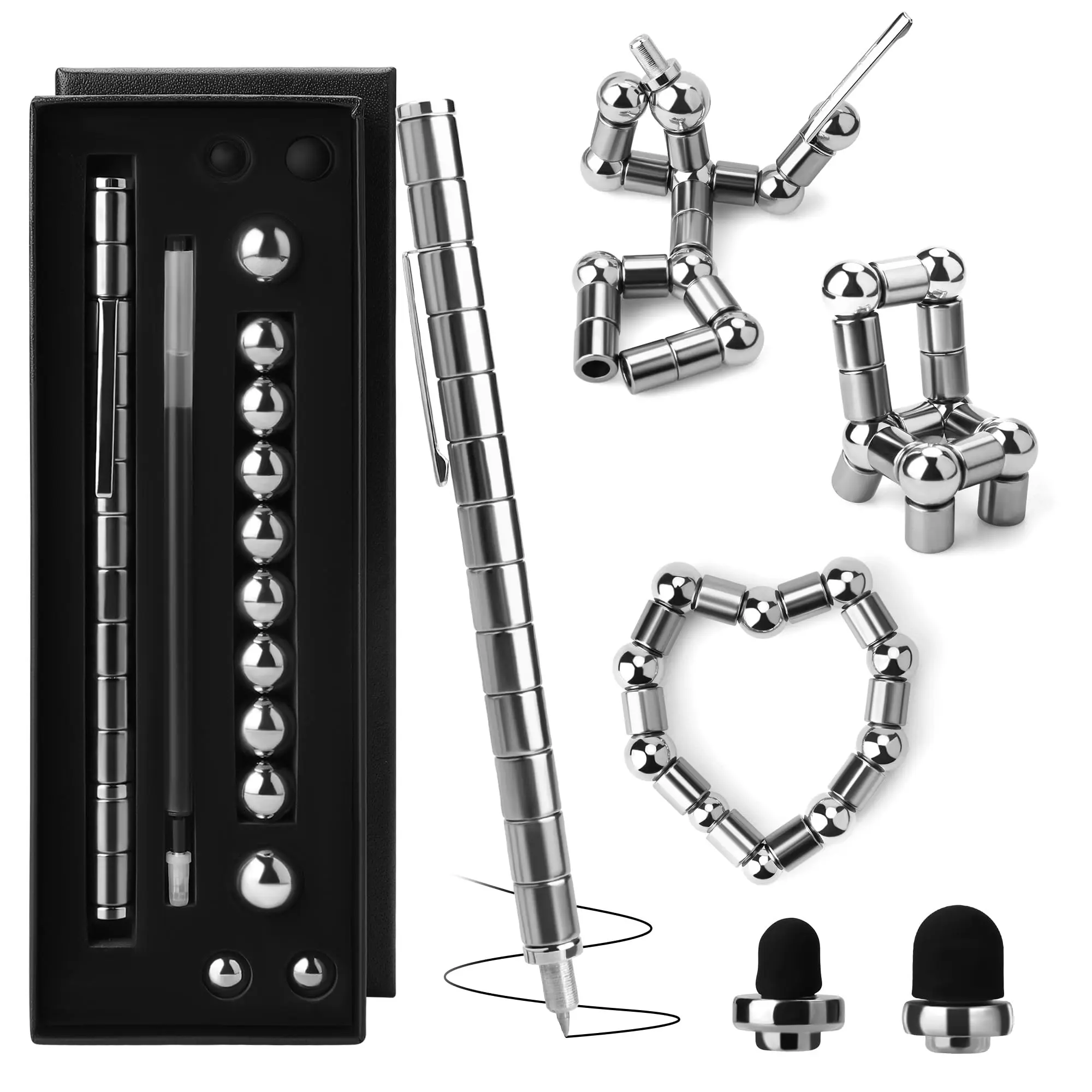 Fidget Pens For Adults  Magnetic Pen Graduation Gifts Stocking Stuffers Teens (silver)