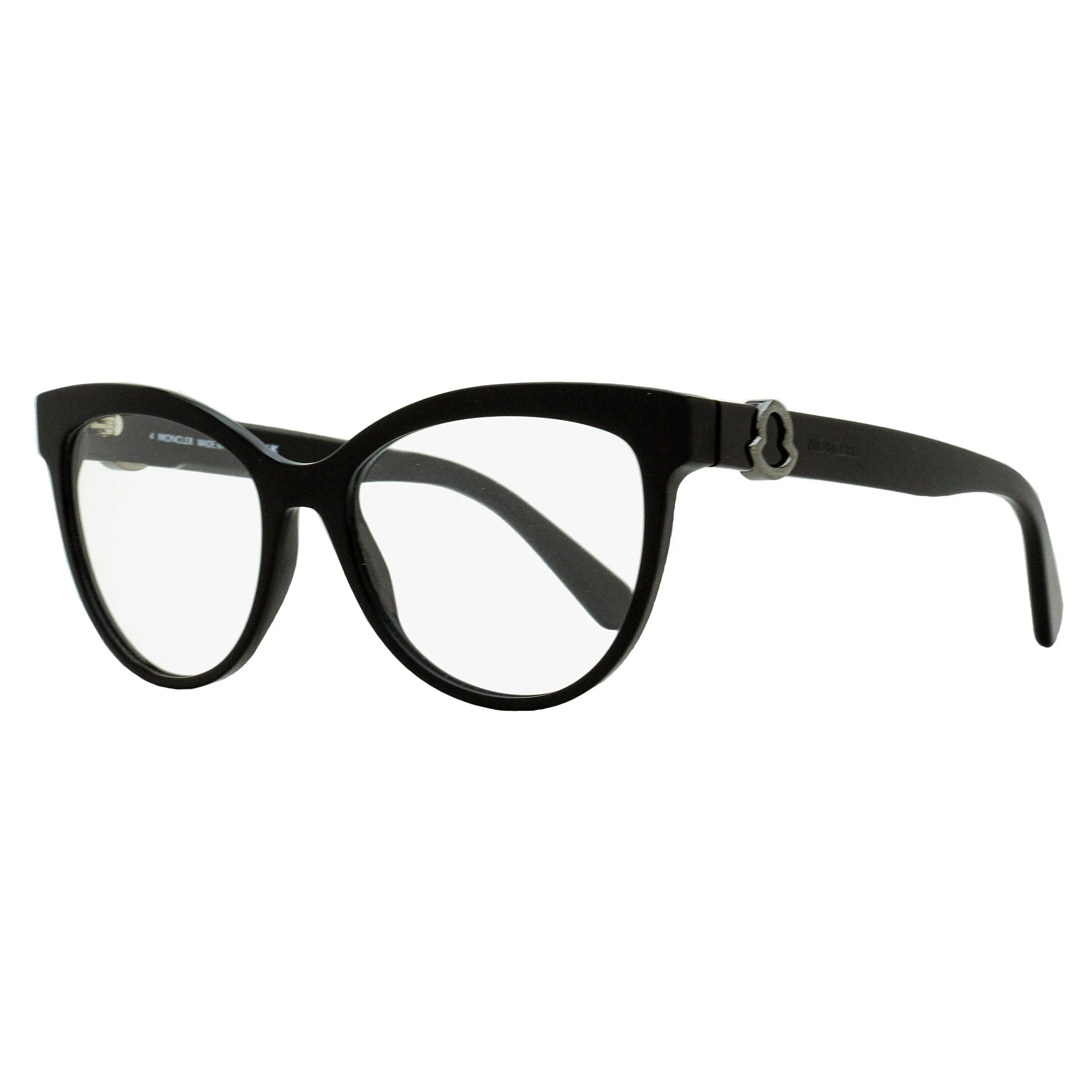 MONCLER Women's Cat-Eye Performance Acetate Optical Frame, Black with Silhouette Logo, ML5166 53mm, Daily Wear, Unique Demo Lens