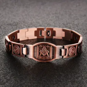 GGIRL Vintage Heave Solid Pure Copper Bracelet For Men,Effective Uitra Strength Magnetic Copper Bracelet-Adjustable Length Wearable Durability Men's Jewellry