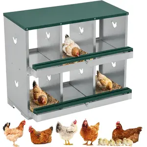 Gaomon Metal Chicken Nesting Boxes, 2-Tier 6-Compartment Egg Laying Box with Large Vented Holes, Metal Build Chicken Coop Accessory for Easy Egg Collection, Green