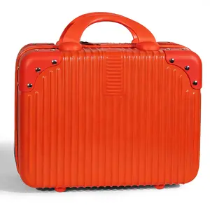 Portable Hard Shell Cosmetic Travel Case, Small Travel Hand Luggage with Elastic Band, Mini ABS Carrying Makeup Case Suitcase