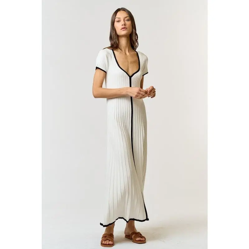 Marbella Contrast Knit Sweater Maxi Dress