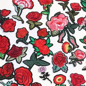 60-Piece Vibrant Rose Patch Set - Colourful Iron-On/Sew-On Appliqués for DIY Clothing and Accessories in Red and Pink