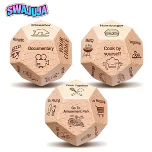 Christmas stocking stuffers suitable for men and women, set of 3 wooden dice, 12-sided Game dice, funny Christmas exchange gifts, date night food decision dice, anniversary, birthday, and Valentine's Day gifts for couples