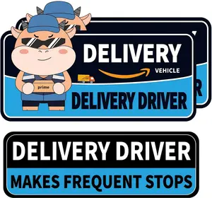 Delivery Driver Magnet for Car, Reflective Caution Frequent Stops Car Magnet, 2 Pack 11"x7" + 1 Pack 11"x3", Durable and Weather-Resistant Magnetic Signs for Vehicles