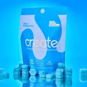 Create Creatine Monohydrate Gummies for Men & Women, 90 ct Blue Raspberry Gummies, 1.56 g Each, Boost Focus, Strength, Dietary & Vitamin Healthcare Muscle Fitness