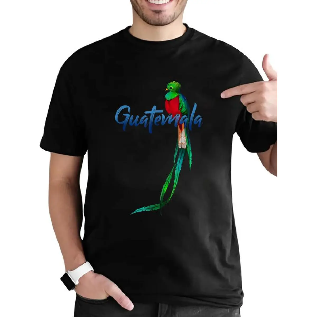 Men's Guatemala Quetzal Graphic Classic Tshirt - 100% Cotton Menswear Tee, Soft Shortsleeve Top with Relaxed Fit, True-To-Size, Casual, Round Neck
