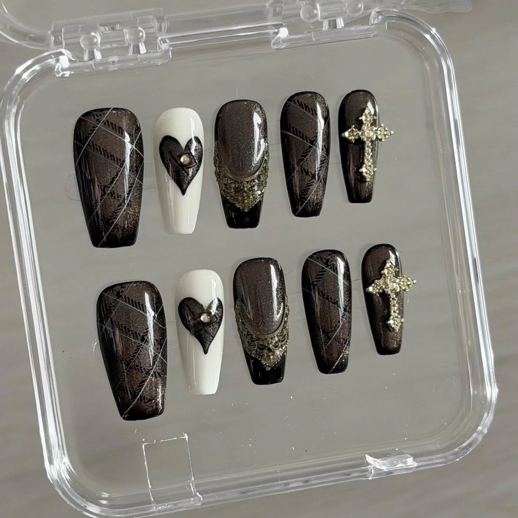 Hand Painted Glitter Coffin Nails: Birthday Gift for Her