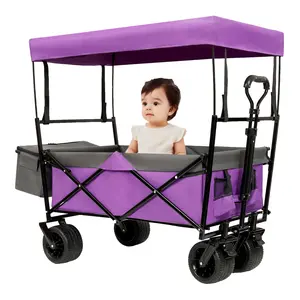 Baby Wagon, 3 in 1 Collapsible Wagon with 480lbs Weight Capacity Heavy Duty Utility Cart with Removable Canopy Stroller with Mosquito Nets for Beach Travel Shopping Grocery